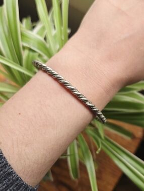 Vintage Silver Simple Classic Twist Bangle Bracelet
